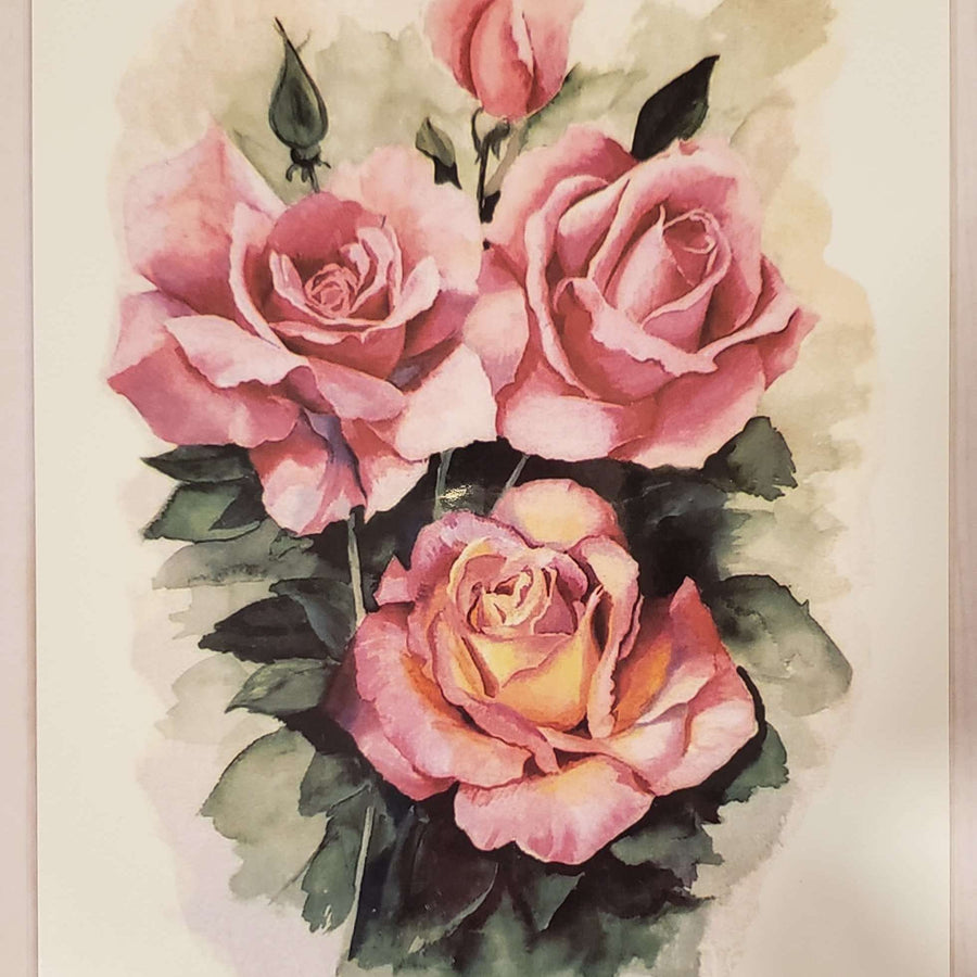 Pink Roses - 191 - 8"x 6" Temporary Tattoo