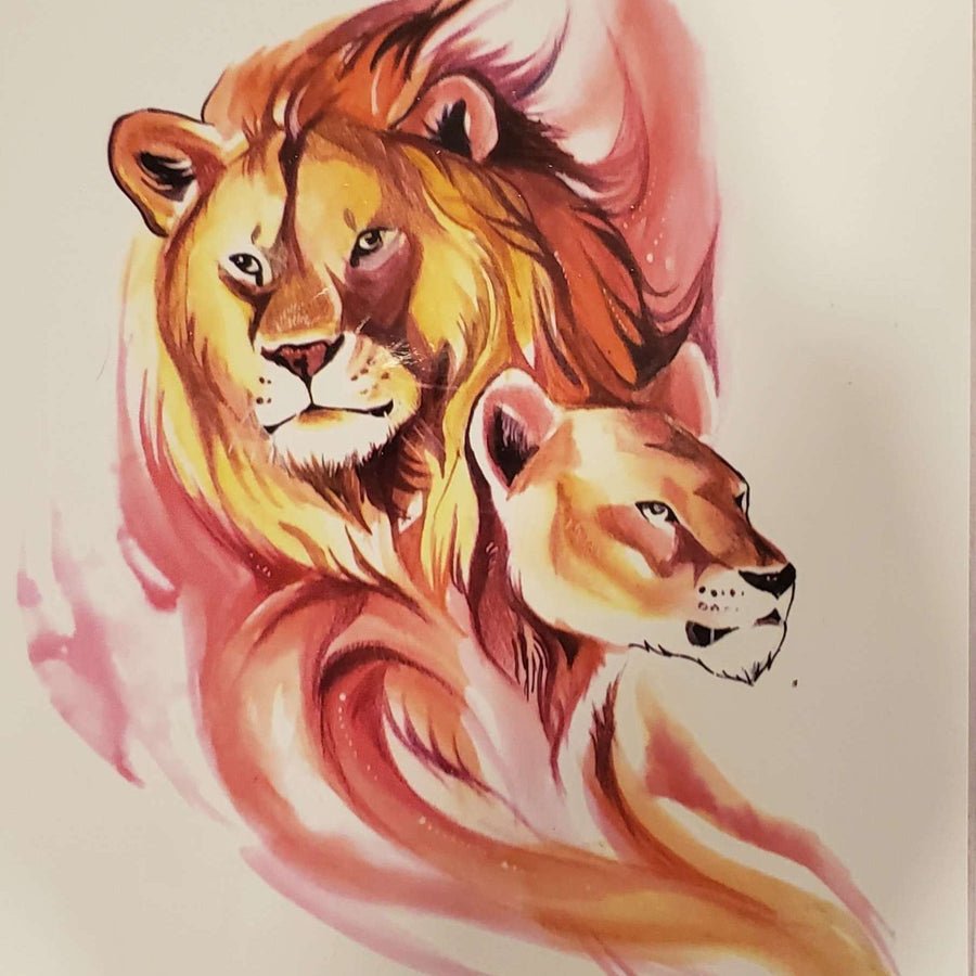 Lions- 565 - 8"x 6" Temporary Tattoo