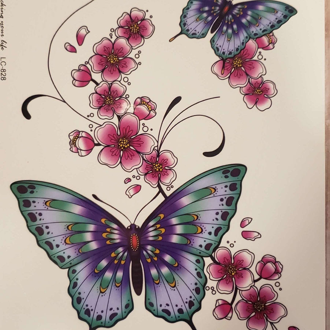 Butterflies - 828 - 8"x 6" Temporary Tattoo