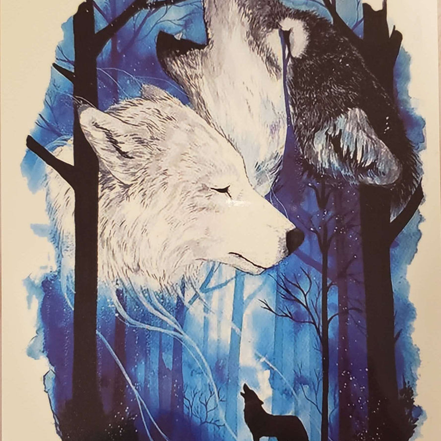 Blue Wolves- 206 - 8"x 6" Temporary Tattoo