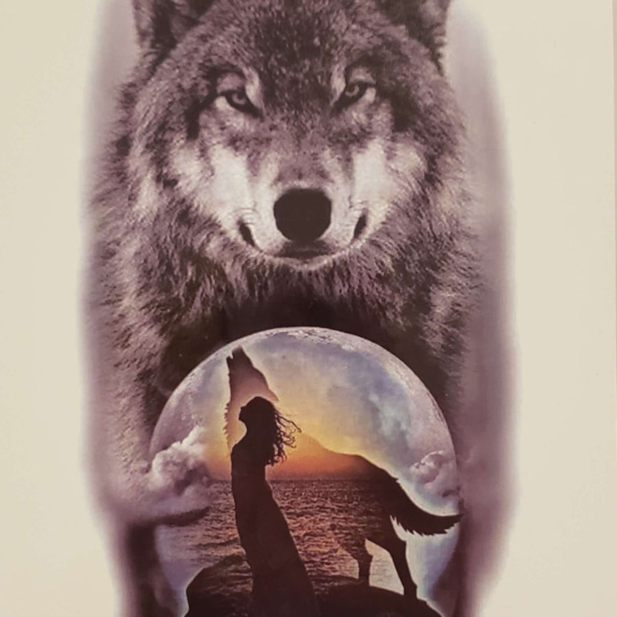Lady Wolf- 356 - 8"x 6" Temporary Tattoo