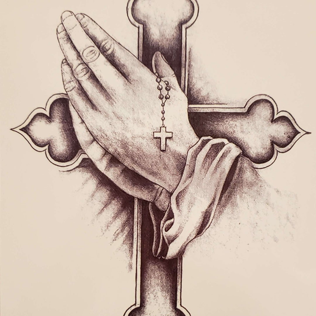Praying Hands - 501 - 8"x 6" Temporary Tattoo
