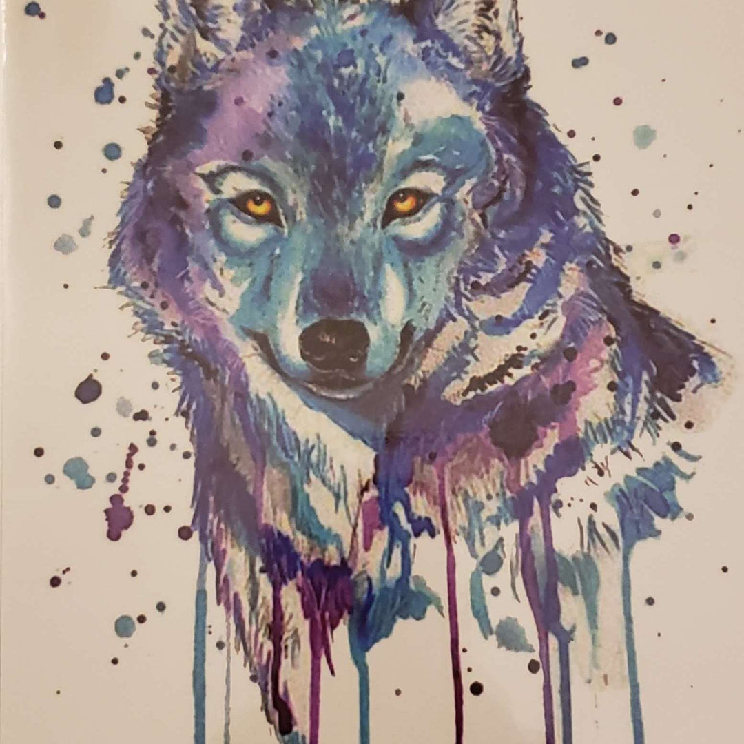Painted Wolf- 105 - 8"x 6" Temporary Tattoo