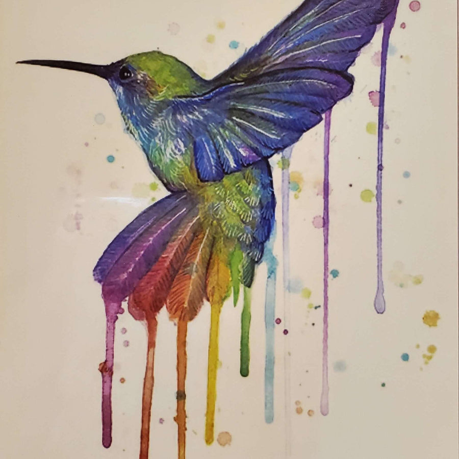 Painted Hummingbird - 130 - 8"x 6" Temporary Tattoo