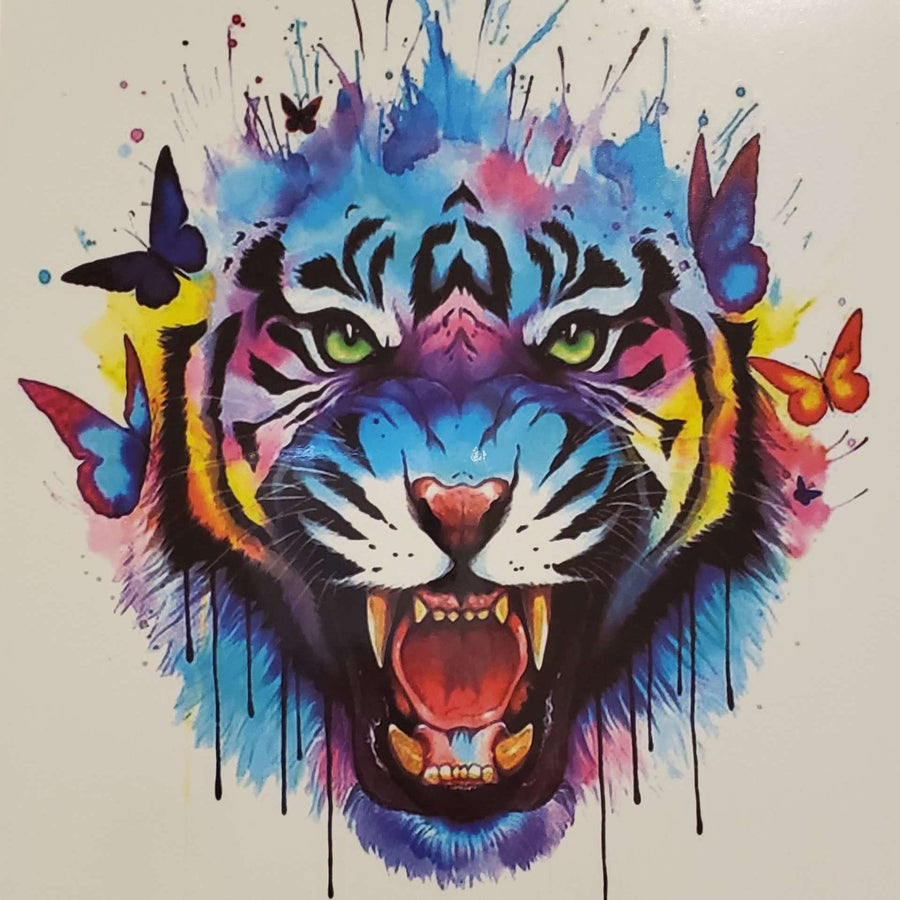 Splash Painted Tiger - 306 - 8"x 6" Temporary Tattoo