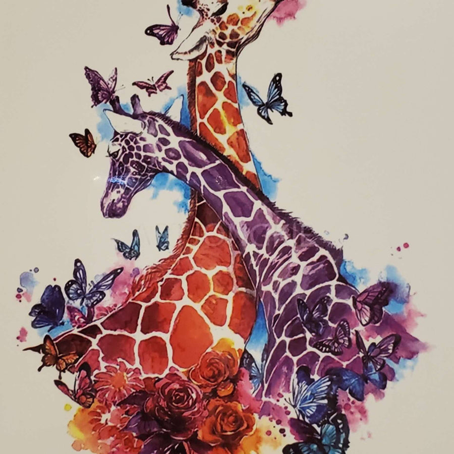Giraffes in love- 305 - 8"x 6" Temporary Tattoo