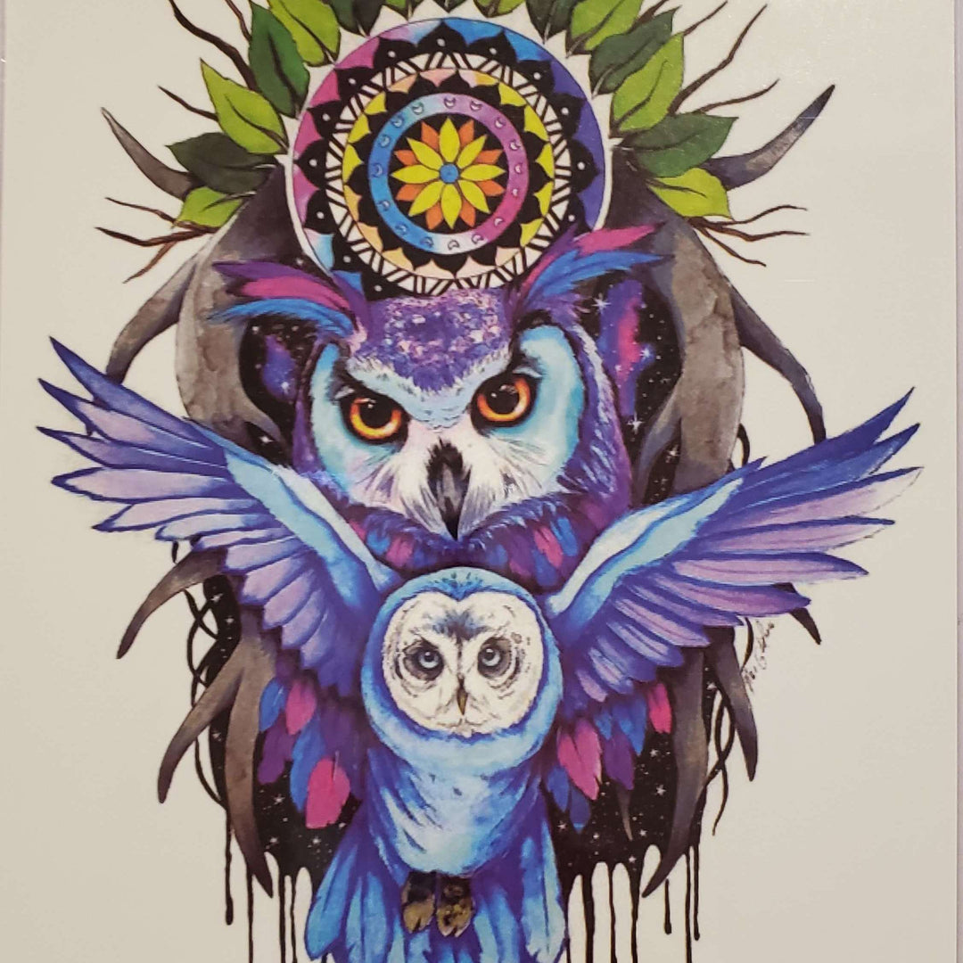 Owls - 196 - 8"x 6" Temporary Tattoo