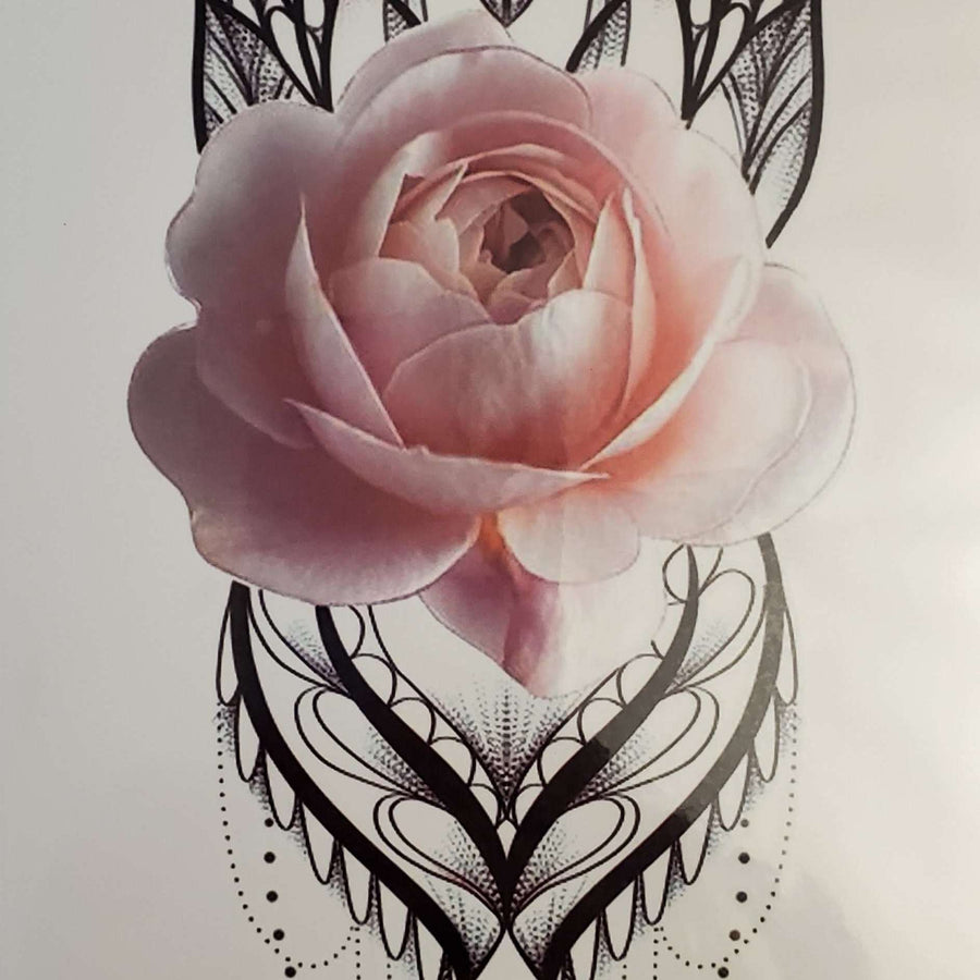 Light Pink Rose- Medium Tattoo - 200- 8.25"x 4"