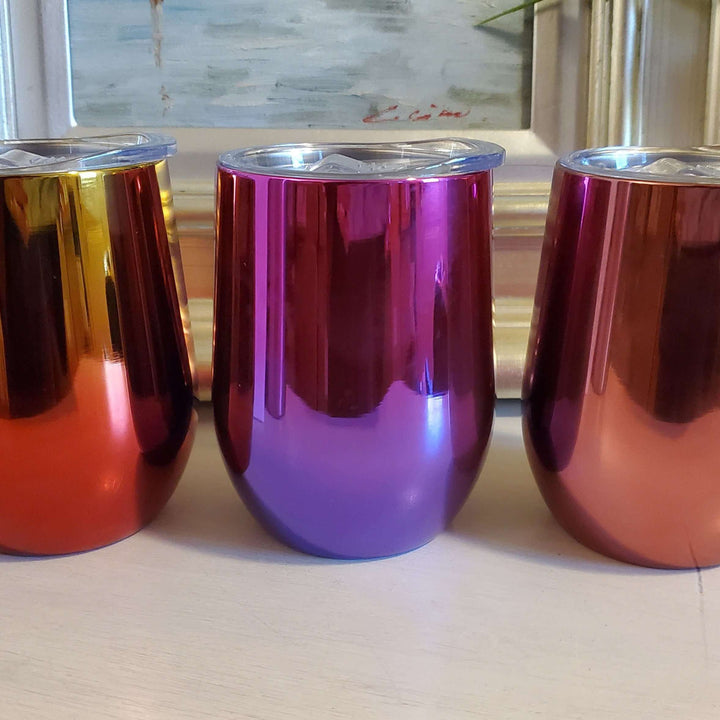 Bundle of 12oz UV Chrome Wine Tumblers (copper lined)  <p>- STRAW NOT INCLUDED (opt. below)