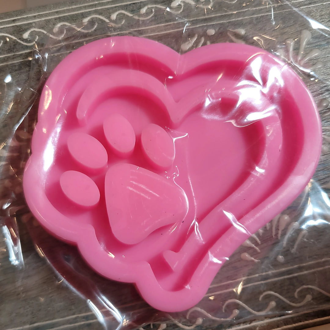 Double Heart Paw Key Chain Mold