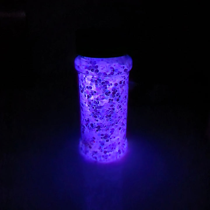 White Noise Glow in The Dark Glitters (Glows Purple) in bottle