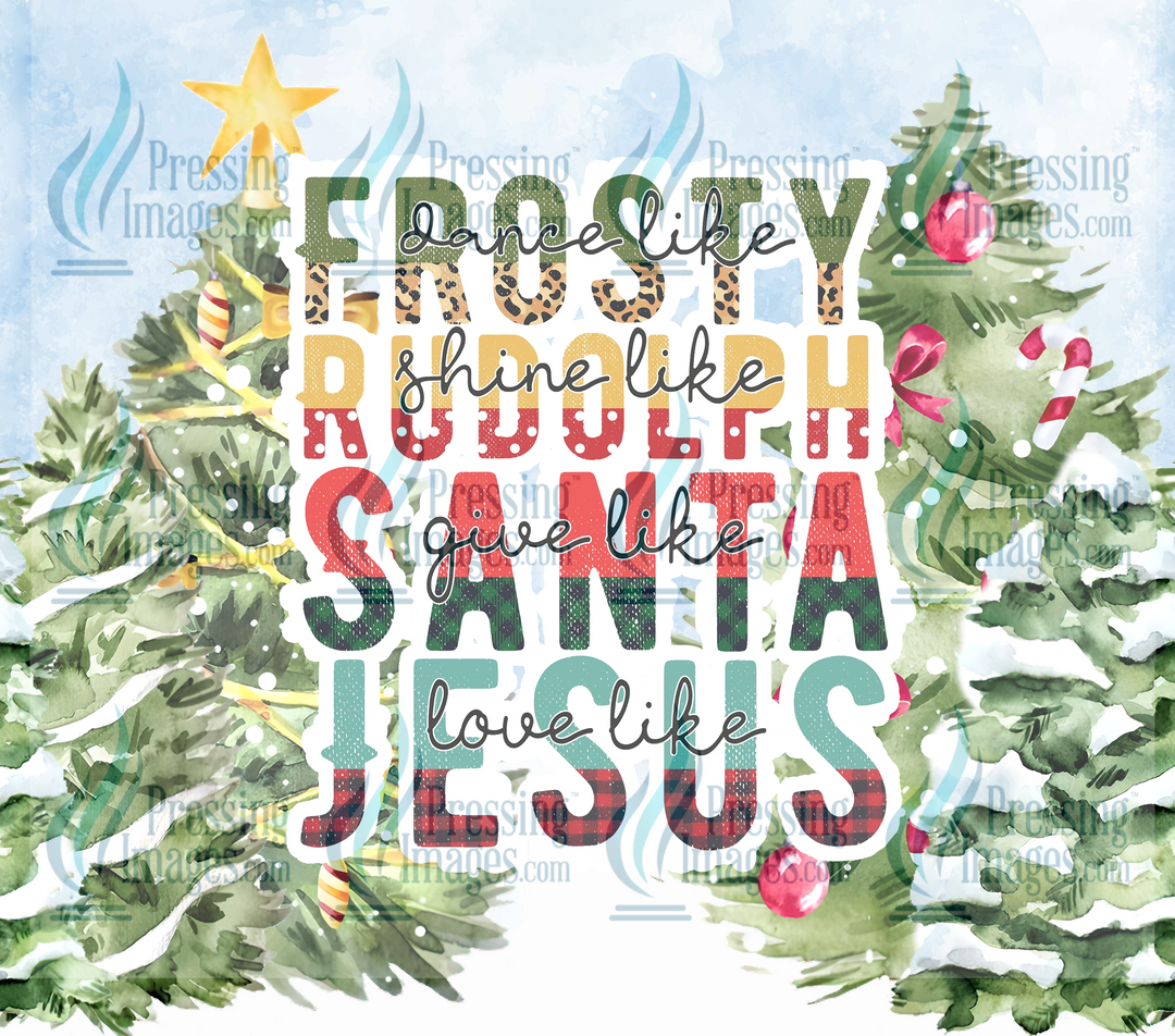 6381 Frosty Rudolph Santa Jesus Tumbler Wrap