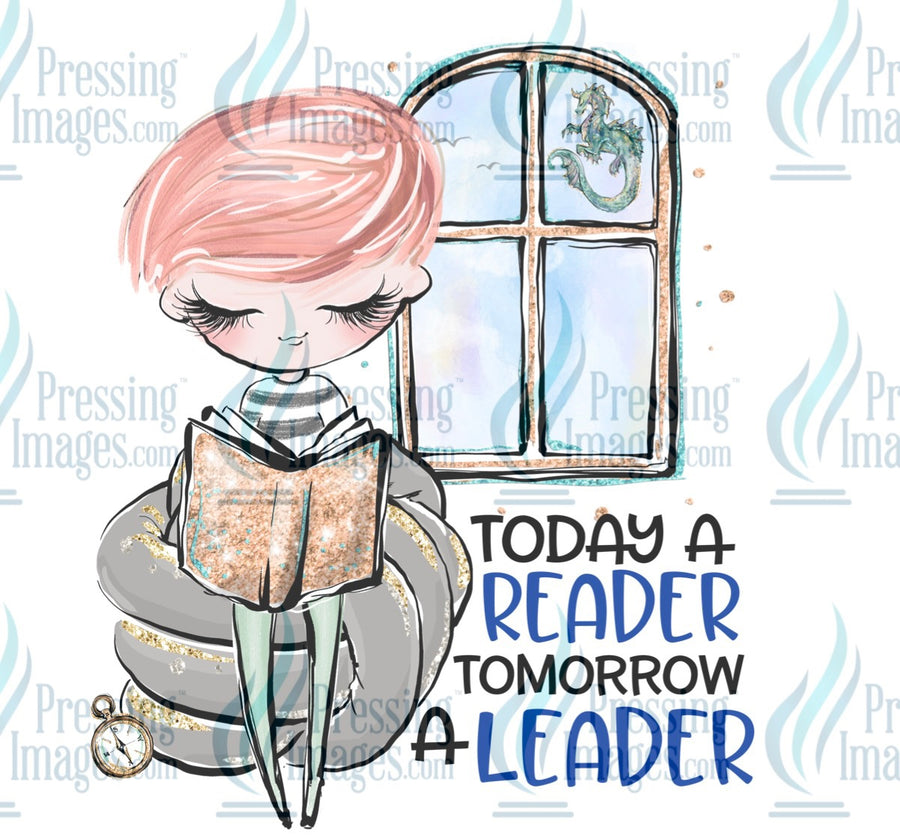 Decal: Today a reader tomorrow a leader redhead boy