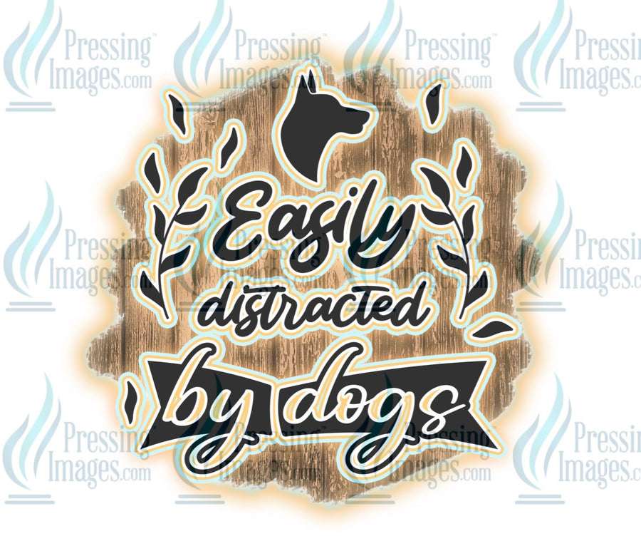 Decal: Easily distracted by dogs