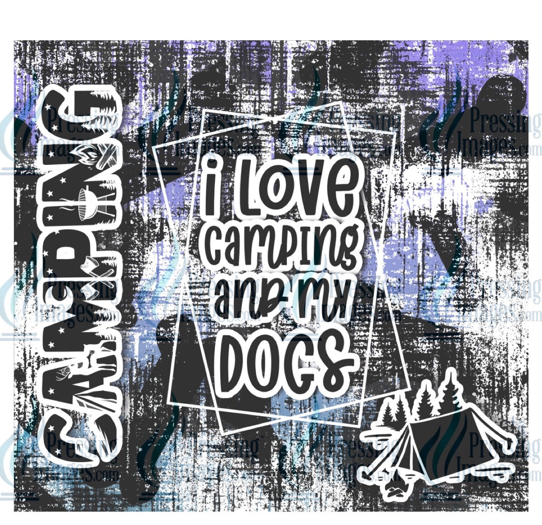 4137 I love camping and dogs blue