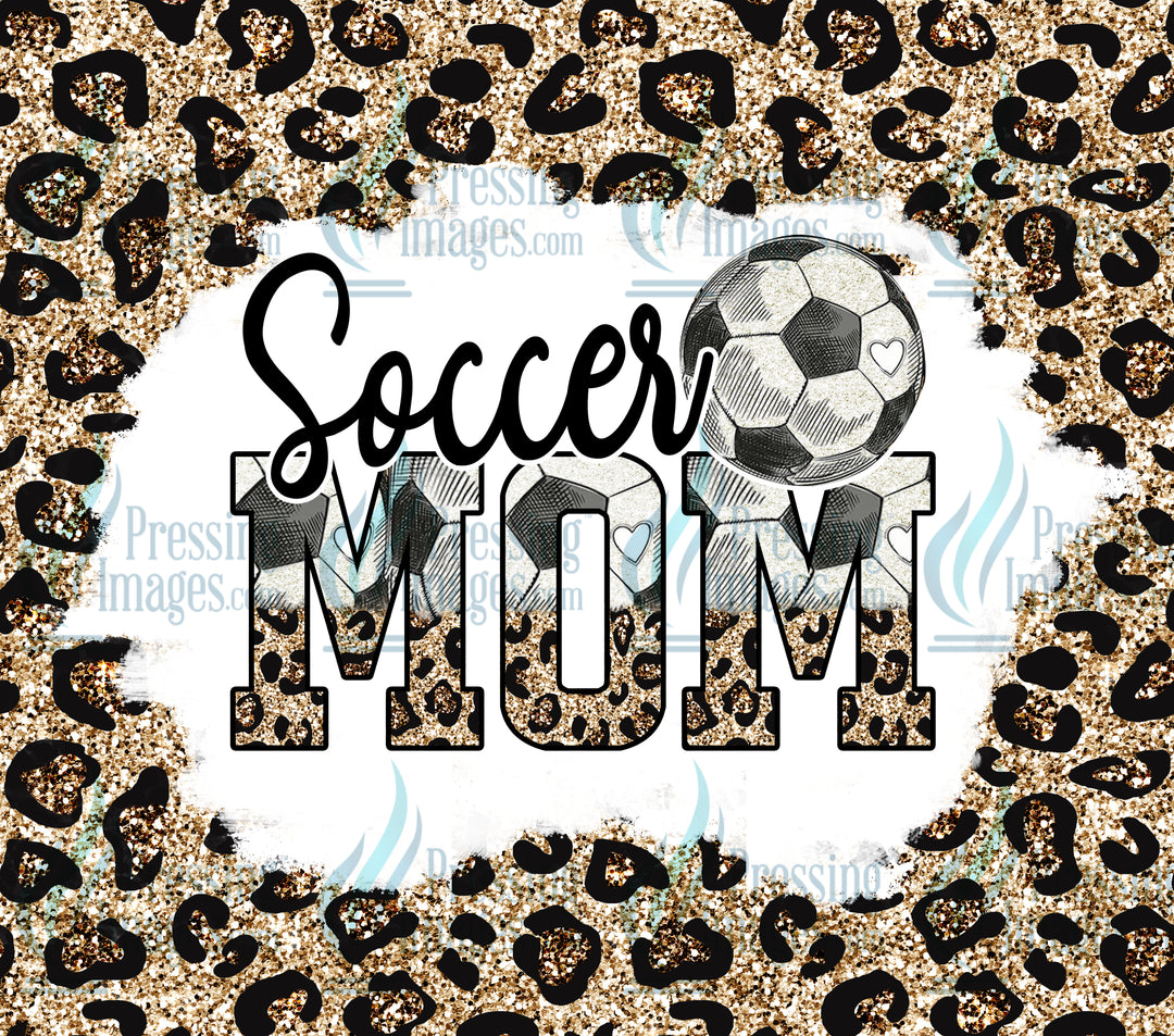 3051 Soccer Mom Leopard Gold Tumbler Wrap