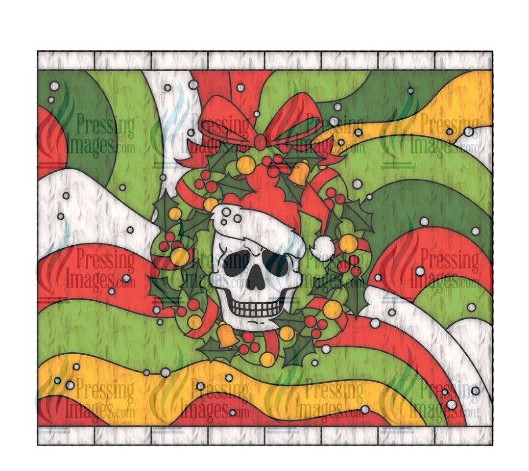 4159 wreath skeleton stained glass