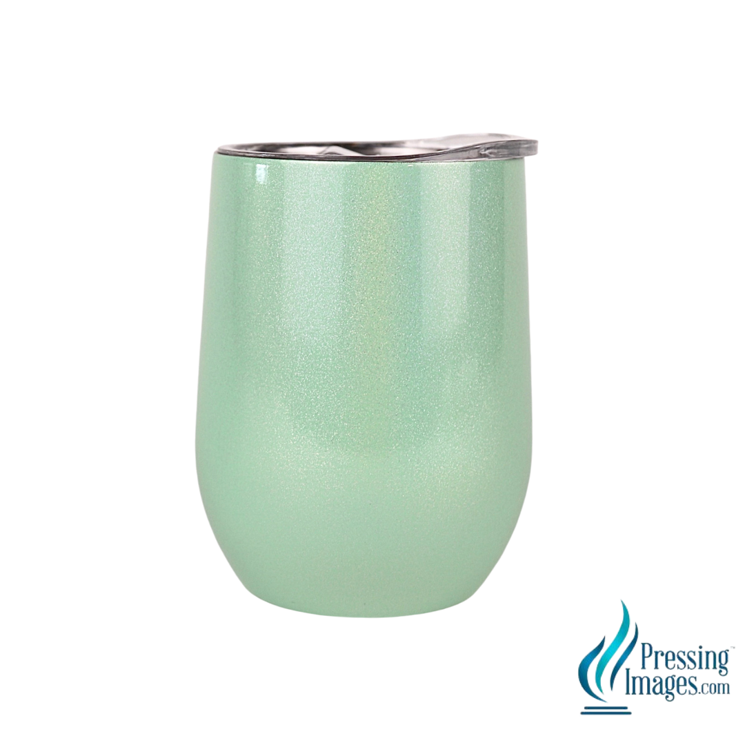 12oz Light Green Shimmer Wine Tumbler (copper lined)<p>- STRAW NOT INCLUDED