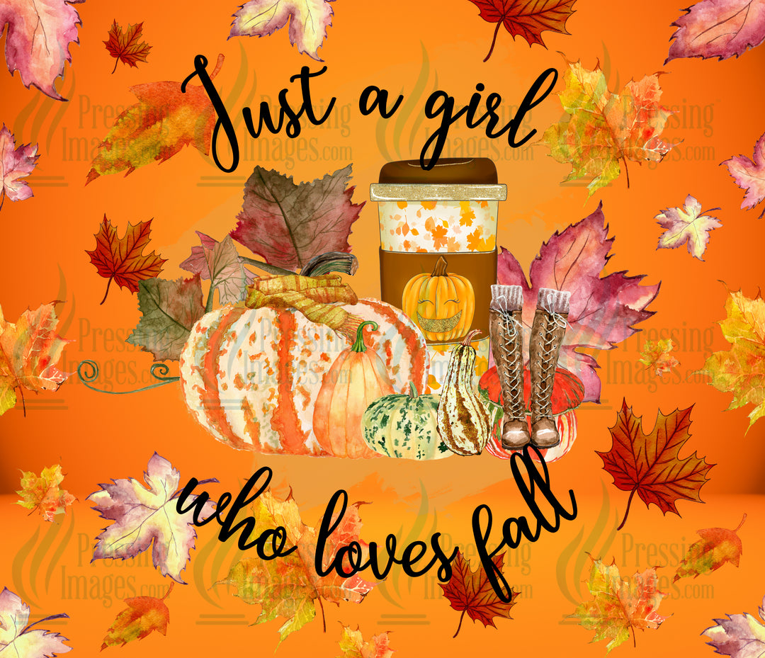 4011 Just A Girl Who Loves fall Tumbler Wrap