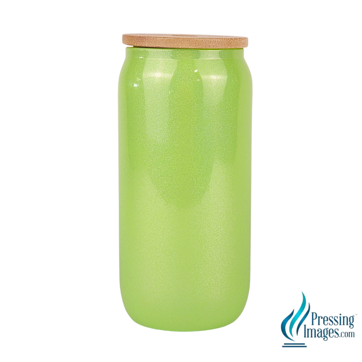 16oz Shimmer Glass Can with Bamboo Lid for Sublimation