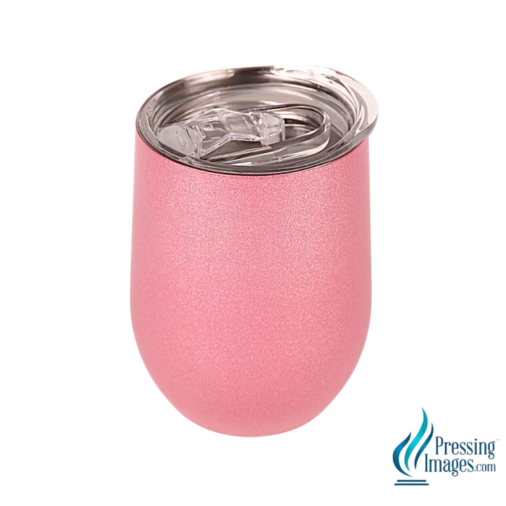 12oz Pink Coral Shimmer Wine Tumbler (copper lined) <p>- STRAW NOT INCLUDED (opt. below)