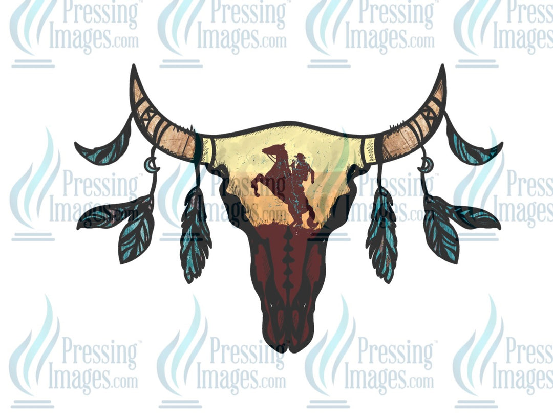 Decal: Bull skull with horse