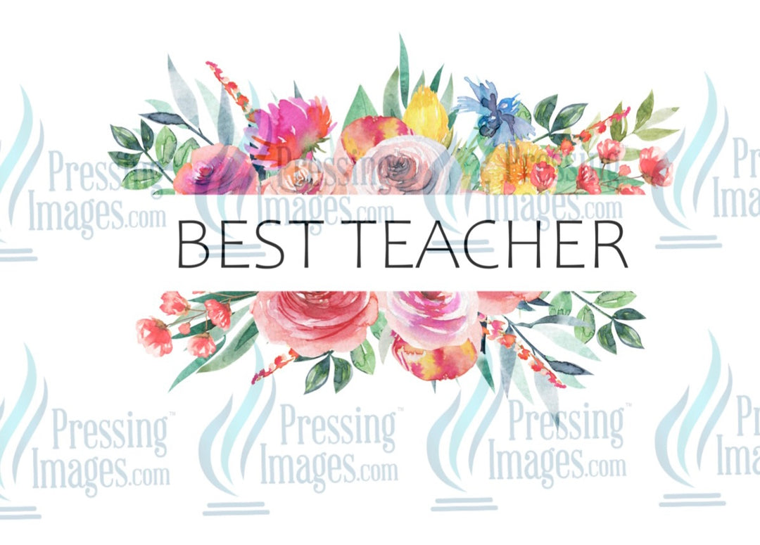 Decal: Best teacher - flowers