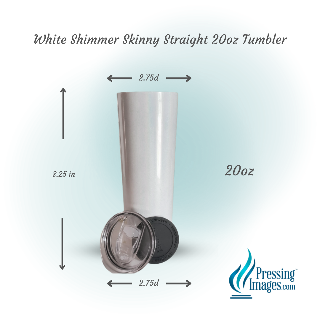 20oz White Shimmer Skinny Straight Tumbler regular lid - 110039