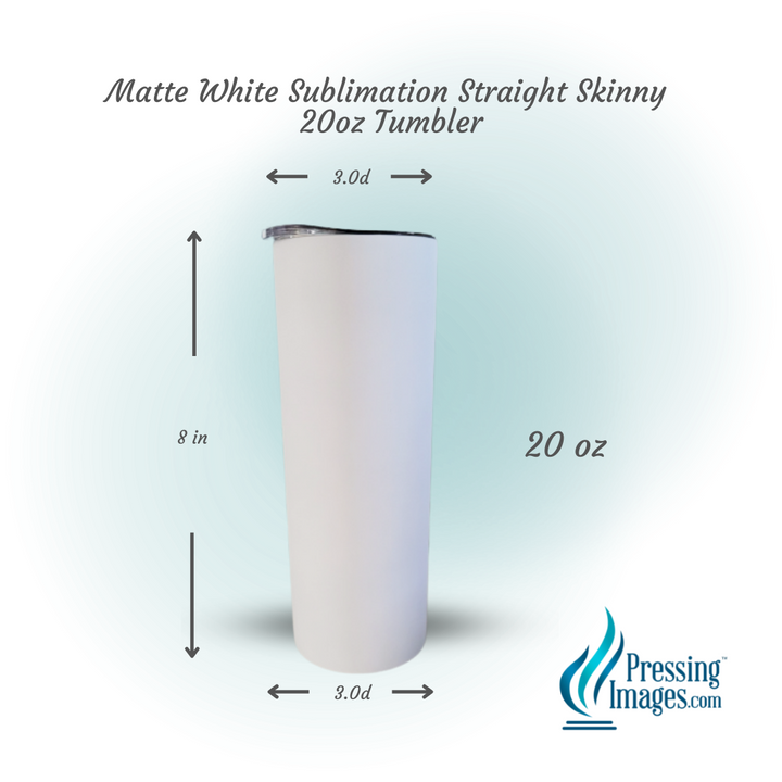 20oz Matte White Straight Skinny Tumbler for Sublimation - 110035