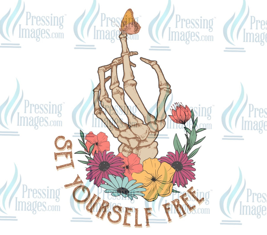 Decal: Set yourself free skeleton hand
