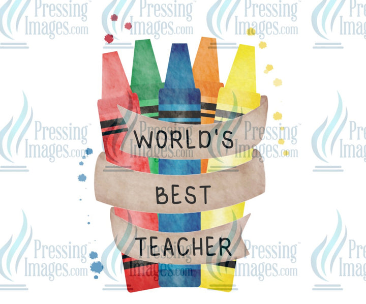 Decal: World's Best Teacher - Crayons