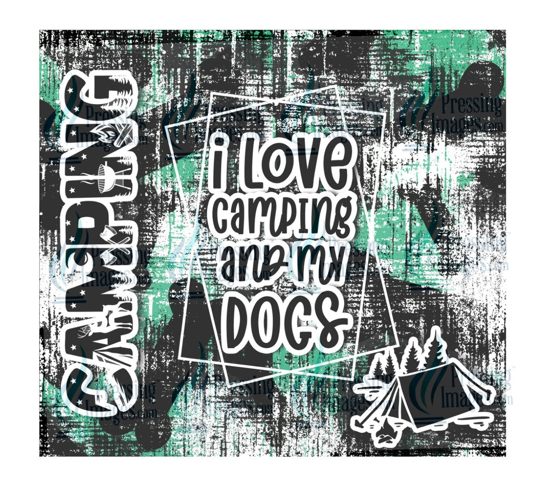 4136 I love camping and dogs green