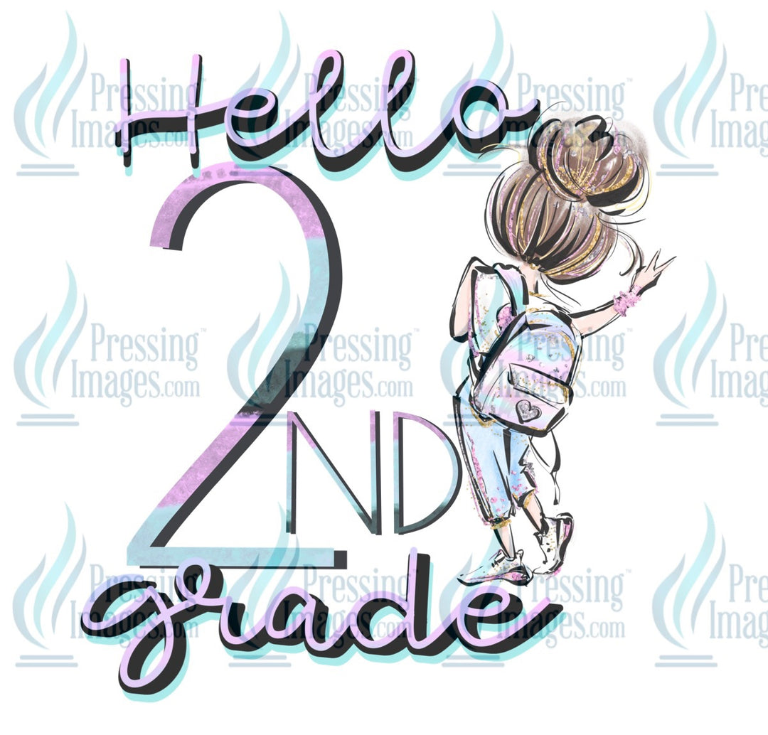 Decal: Hello 2nd grade brunette