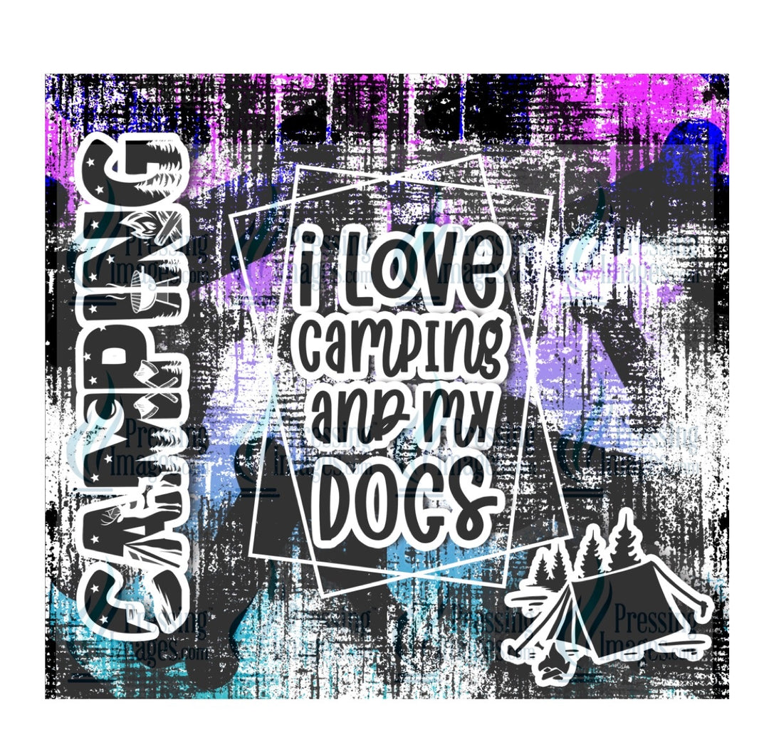 4135 I love camping and dogs purple