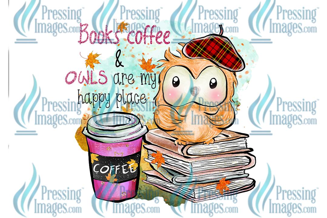 Decal: 1042 Books Coffee Owl