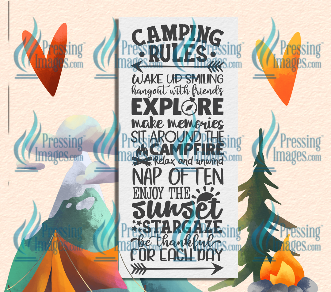 5029 Camping Rules Tumbler Wrap