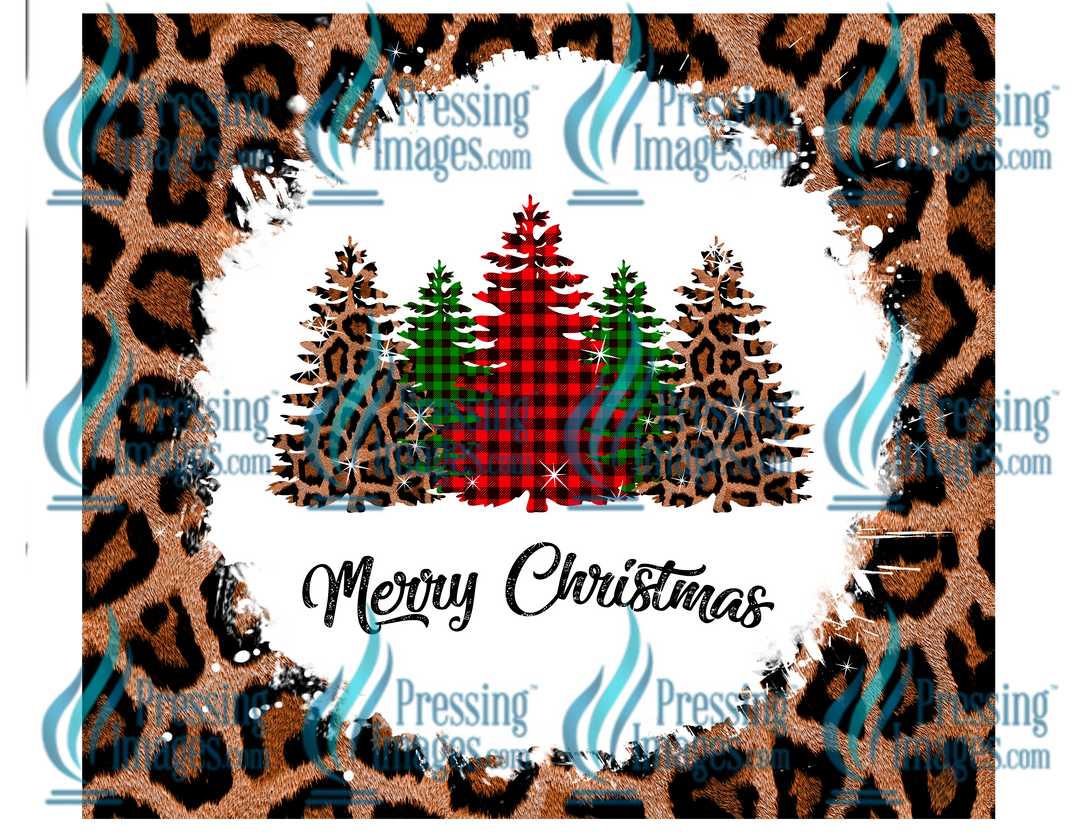 5040 Christmas Tree on Leopard Tumbler Wrap