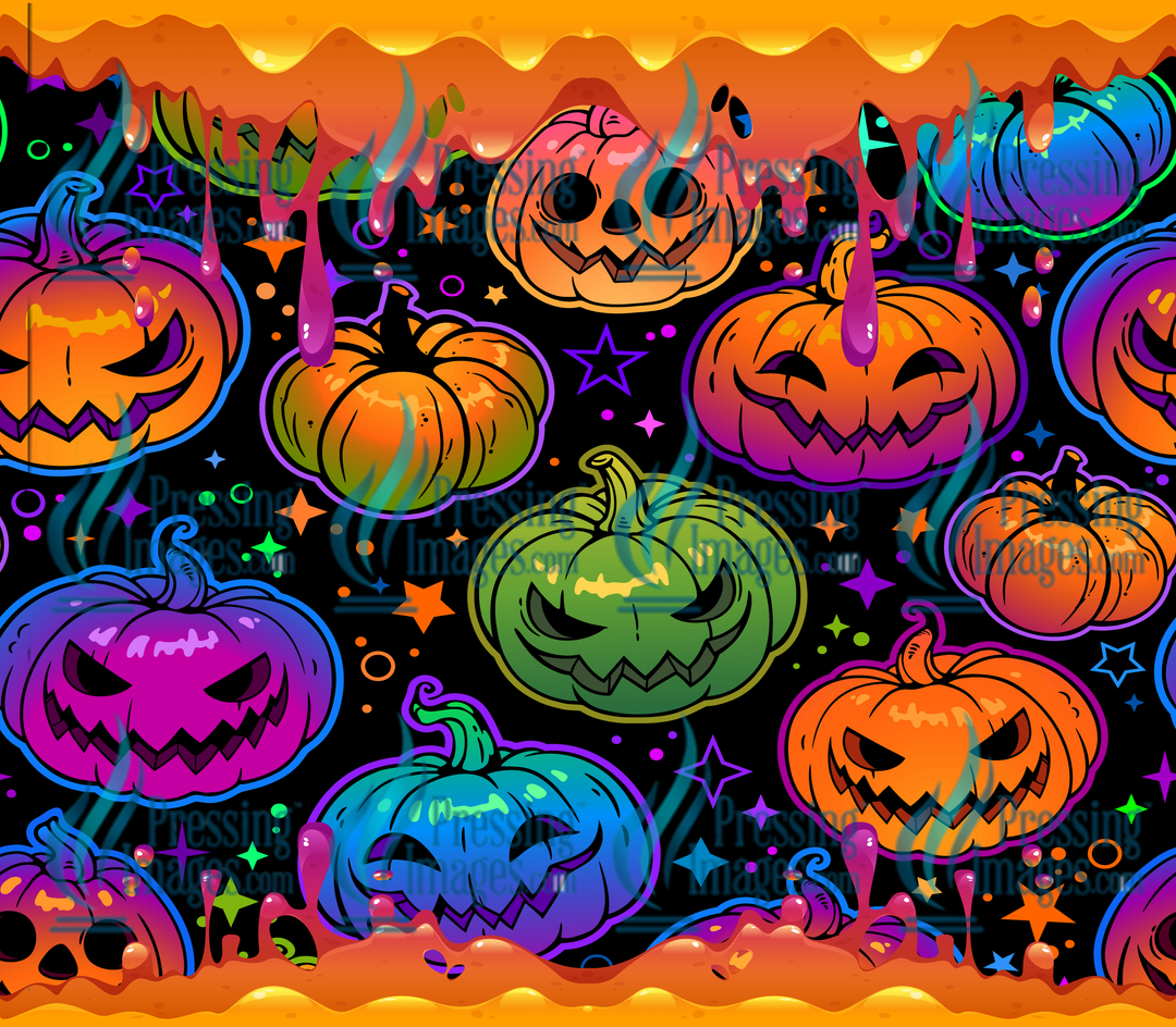 5045 Colorful Pumpkin Halloween Tumbler Wrap