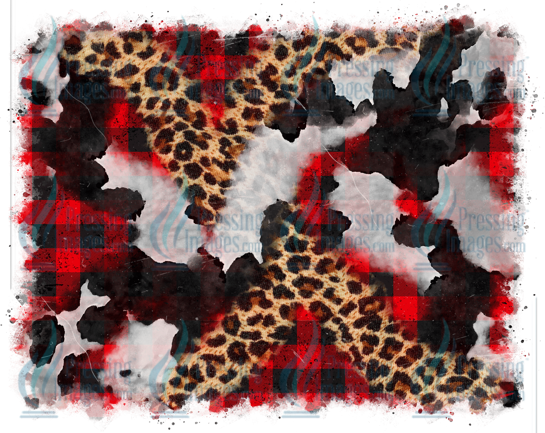 5397 Cowhide Buffalo Plaid Leopard Background Tumbler Wrap