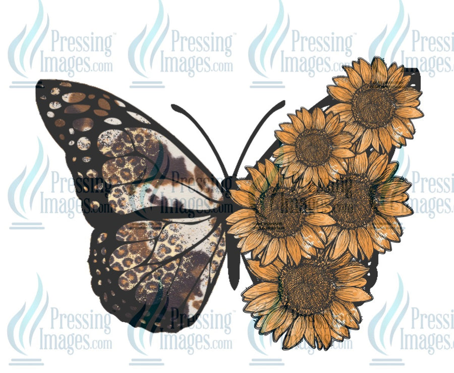 Decal: Butterfly with sunflowers