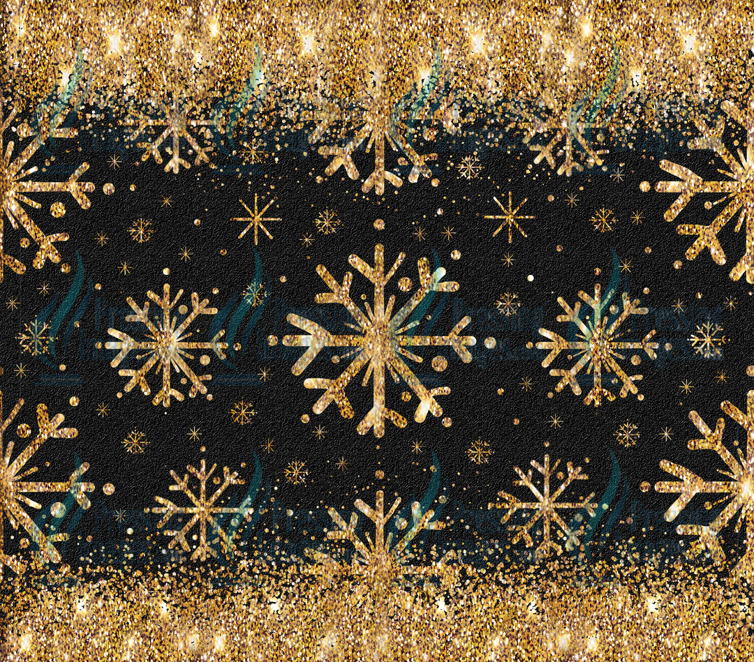 6097 Gold snow and Gold snowflakes Tumbler Wrap