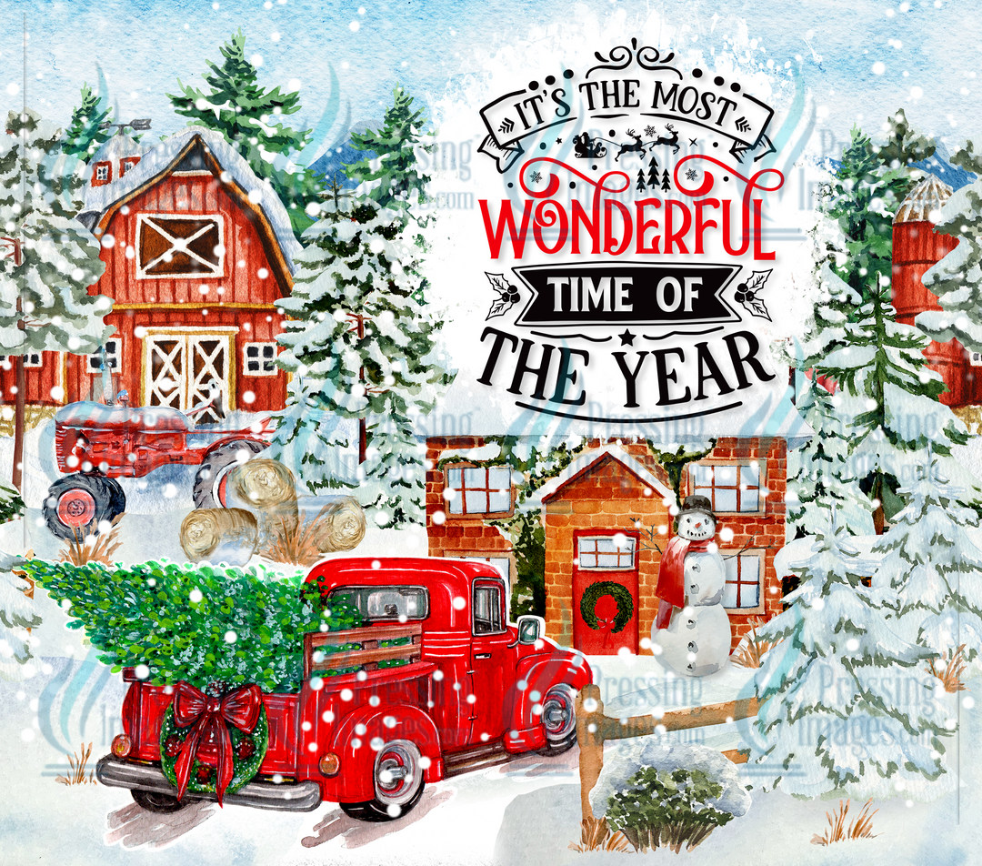 5528 It is the Most Wonderful Time of the Year farmhouse Tumbler Wrap