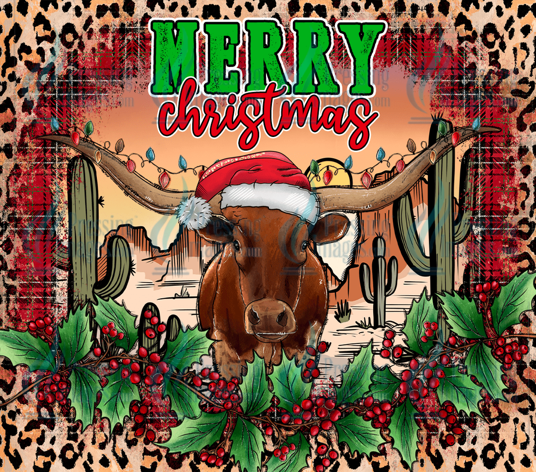 6137 Merry Christmas Cow Tumbler Wrap