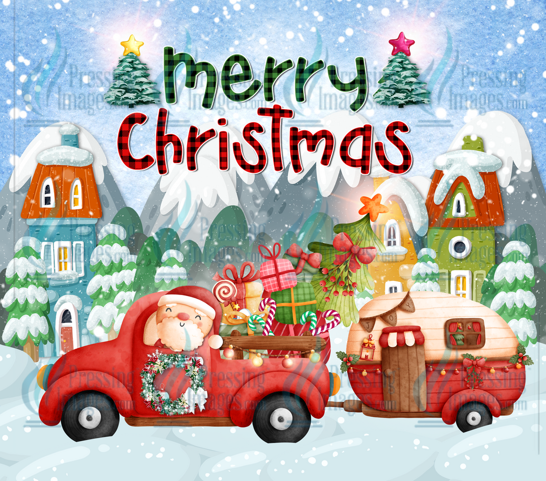6134 Merry Christmas Santa Truck Tumbler Wrap