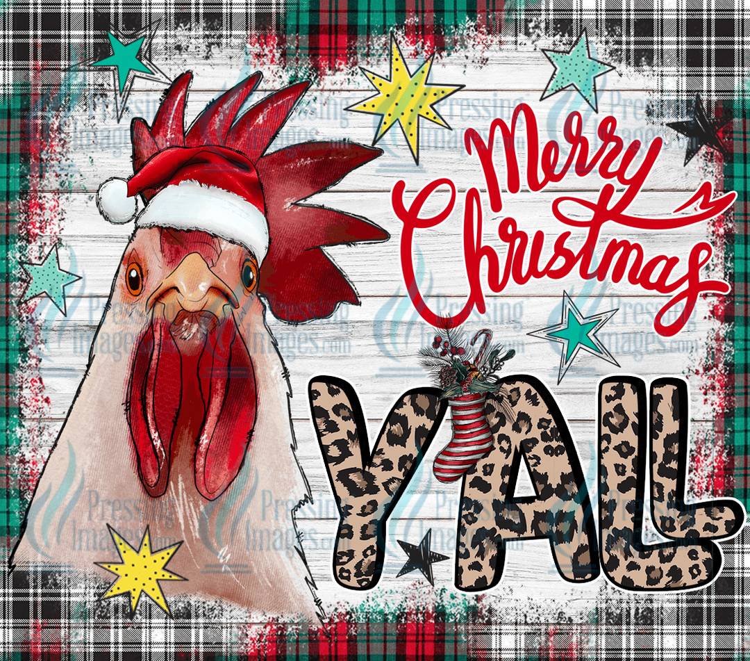 5621 Merry Christmas Yall Cock Tumbler Wrap