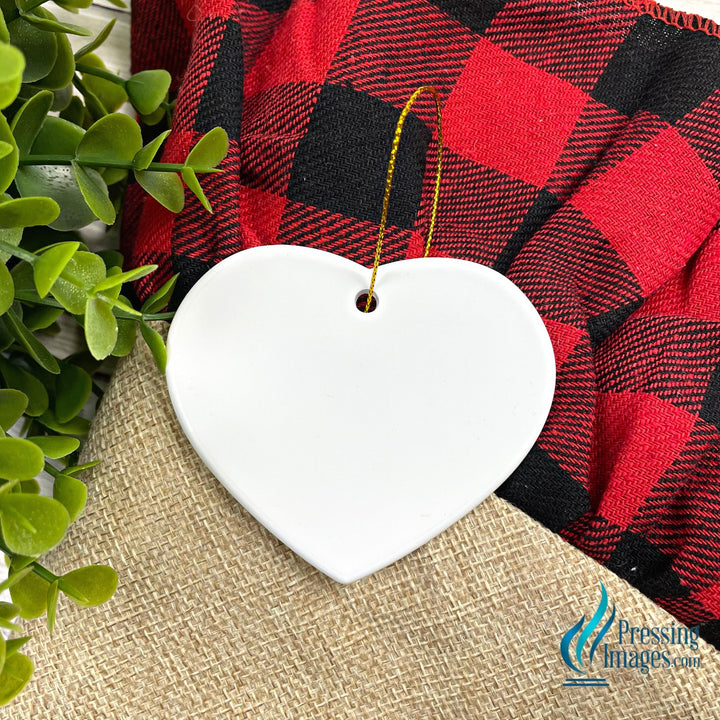 white heart polymer Christmas ornament for sublimation