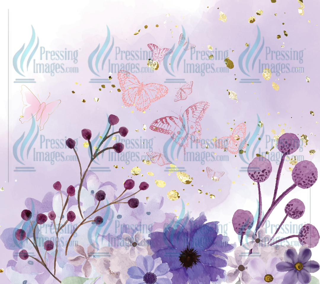 6175 Purple Flowers Butterfly Tumbler Wrap