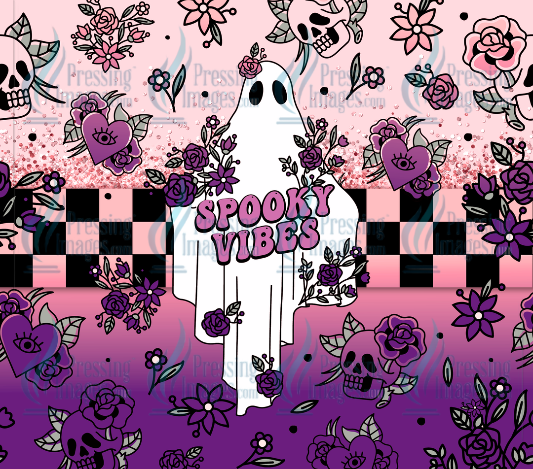6181 Retro Purple Halloween Boo Ghost Tumbler Wrap