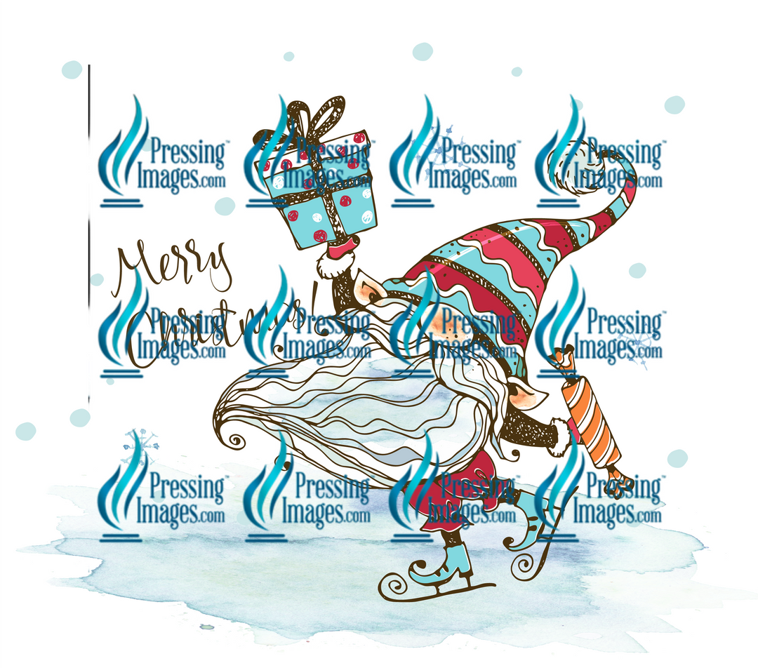 3086 Skating Christmas Gnome Tumbler Wrap