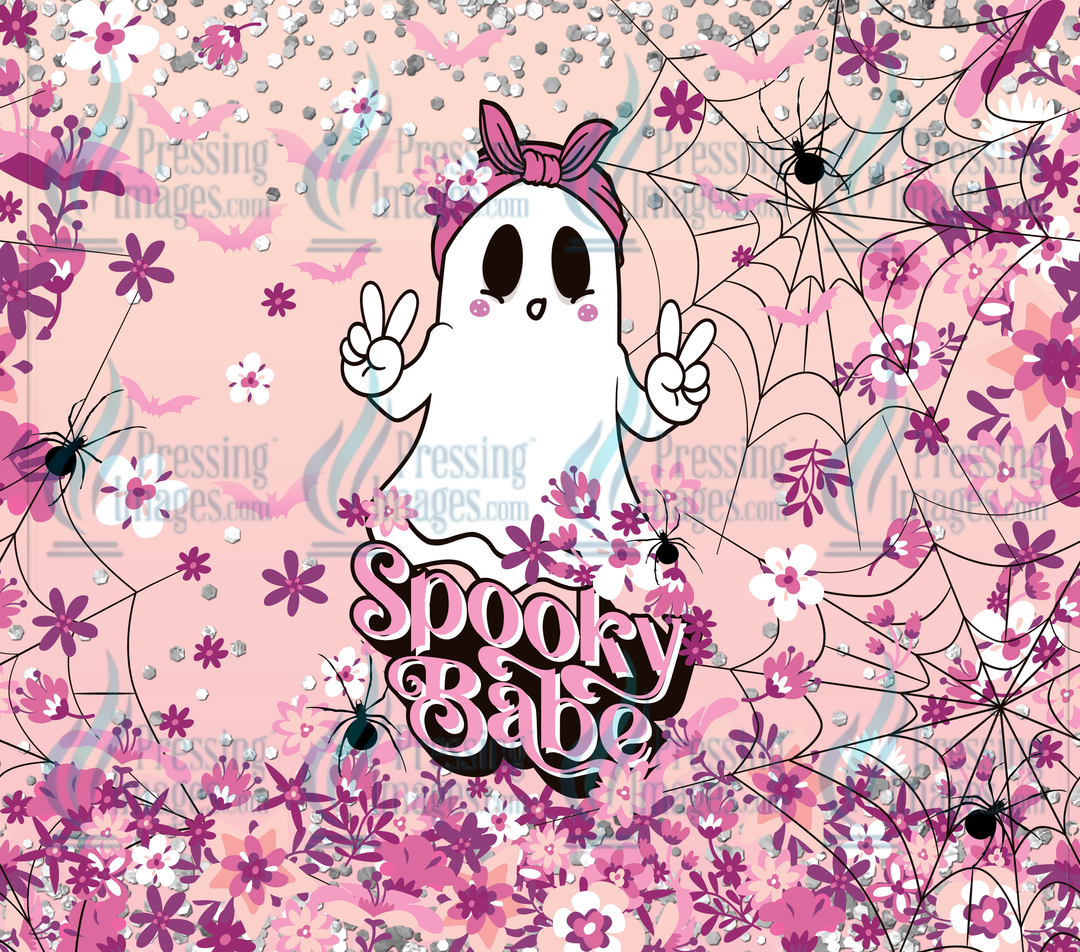 6204 Spooky Babe Pink Floral Tumbler Wrap